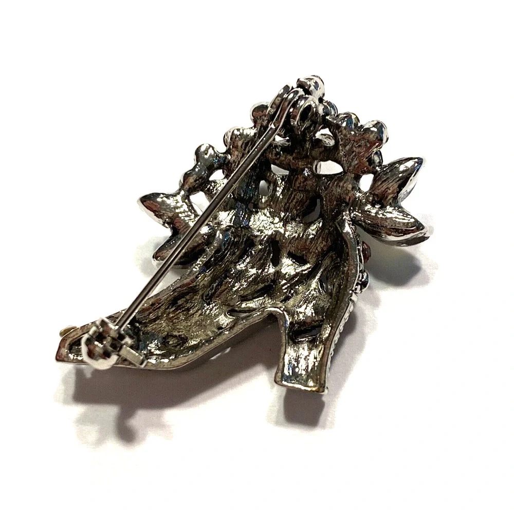 Rhinestone Boot Brooch Vintage Inspired Silvertone & Purple AB Rhinestones Pin
